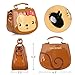 Ava & Kings' Toddler Girl Purse Glossy PU Faux Leather Cute Animal Small Handbags - Adjustable Strap for Crossbody Bag, Shoulder and Top Handle - Brown Monkey
