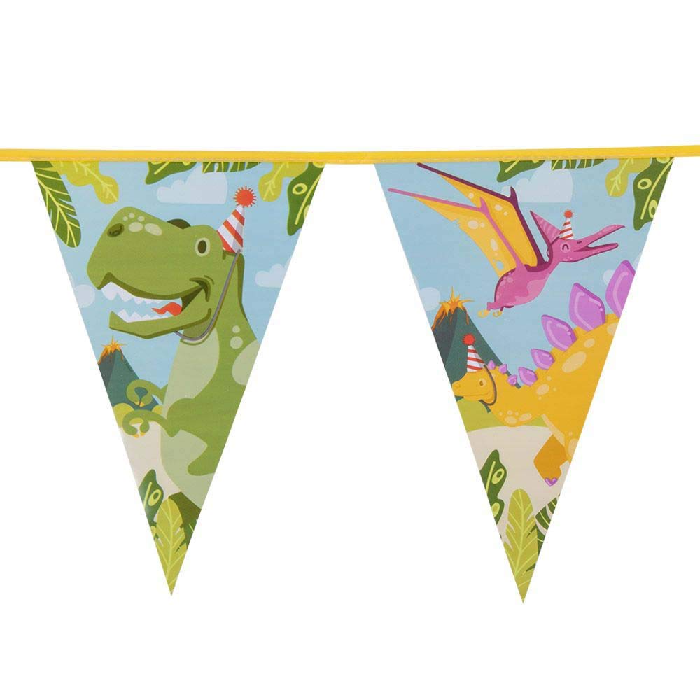 Boland 50050 – Dinosaur Bunting Length 6 m Dino, Hanging Decoration, Garland, Children's Birthday, Party Decoration, Theme Party, Carnival