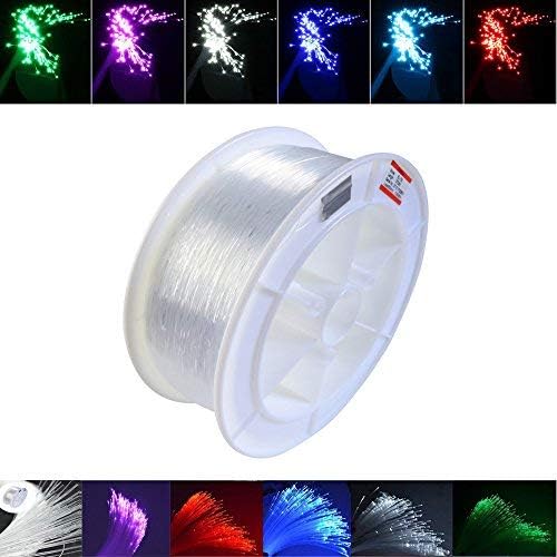 kingmaled High-Brightness PMMA Plastic END Glow Fiber Optic Light Cable for Fiber Optical Lighting Decoration and LED Star Ceiling Sky Light Kit【Ф0.06in/1.5mm*2296ft/700m Long】
