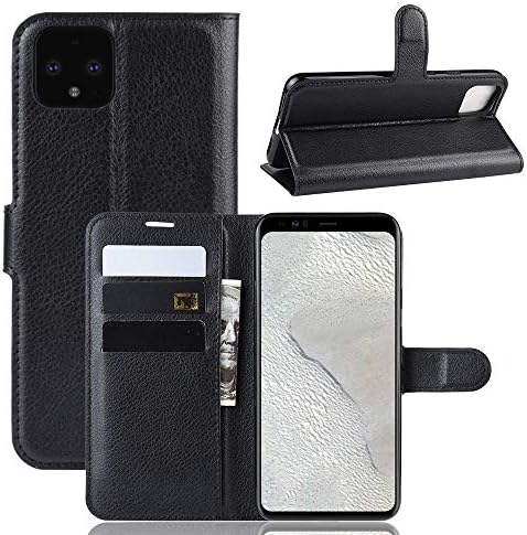 Fertuo Google Pixel 4 XL Case, Premium Leather Wallet Case Flip Folio Cover with Silicone Bumper [Kickstand] [Card Holder] [Magnetic Buckle] Bookcase Skin for Google Pixel 4 XL, Black