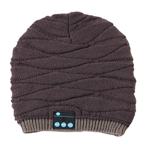 Ikevan Warm Bluetooth Smart Hat Smart Beanie Winter Knit Hat Wireless Musical Headphones (Coffee)