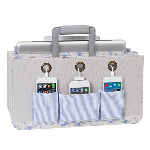 G.U.S. Portable Tech Station For Laptops, Tablets, Cell Phones and Other Portable Electronics. "Cottage" Collection, Made of MDF & Gray Leatherette - Thumbnail 4