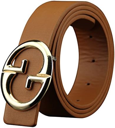 ALAKA Double G Letter Metal Buckle Mens Belt (Brown)