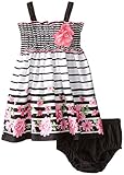 Nannette Baby Girls' Black and White Printed Poplin Dress with Panty