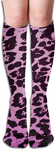 Unisex Knee High Long Socks Pink Leopard Animal Art Over Calf Casual Sport Stocking Cotton