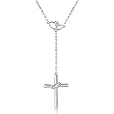 Zepmais Y-Shaped Cross Necklace for Women 925 Sterling Silver-Minimalist Long Pendant Drop Necklace Christian Jewelry Gifts for Her