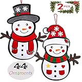 Qrooper DIY Felt Snowman DIY Kids Toys, Hanging Christmas Decorations with 44 Detachable Ornaments, Kids Toys for 2 3 4 5 Years Old,Set of 2 Pieces