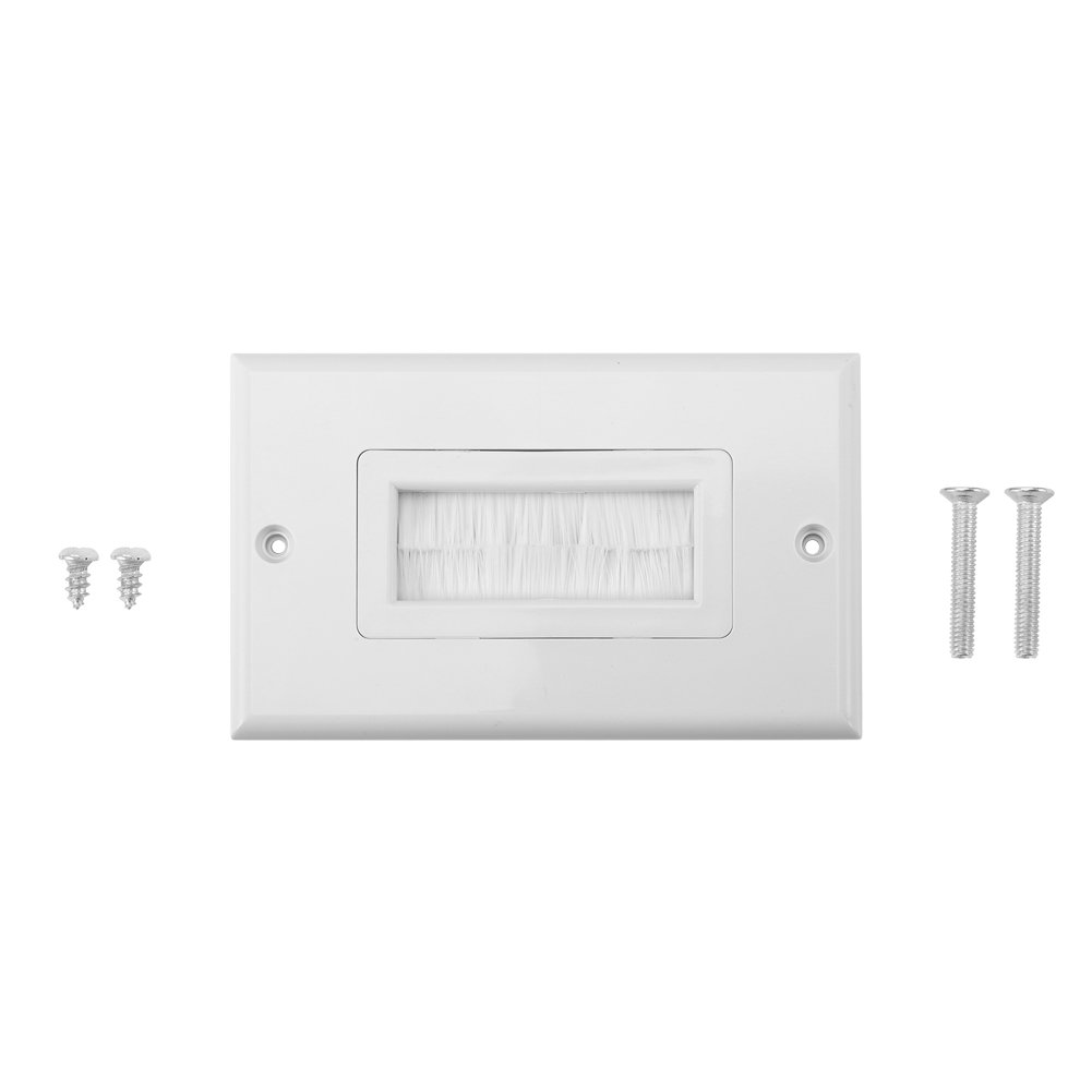 Fdit Wall Plates, Plastic Wall Plate Insert Cover Outlet Mount Brush Wall Plate Cable Pass Anti-dust Brush for Wires for Home Theater Systems(Single port)