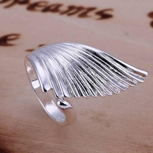 fashion 925 silver ring Unique design Angel wings jewelry Xmas gift size 8 (8)