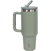 nuaims 40oz Premium Stainless Steel Tumbler with Handle & Straw | Vacuum-Insulated Double-Wall Travel Mug for Hot & Cold Drinks | Cup-Holder Friendly | Leak-Resistant Lid (Olive Green)