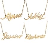 HUAN XUN Custom Name Necklace Personalized Initial Necklaces in Golden Silver