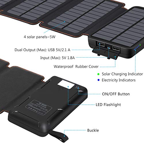 FEELLE Solar Charger 24000mAh Portable Solar Phone Charger with 3
