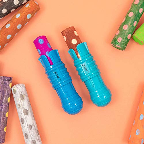 Yoobi Sidewalk Chalk Bucket Set 20 Pieces of Chalk, 2 Chalk Holders