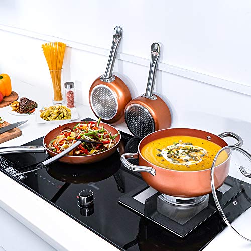 Copper Pots and Pans Set Nonstick 10Piece Ceramic Cookware Set