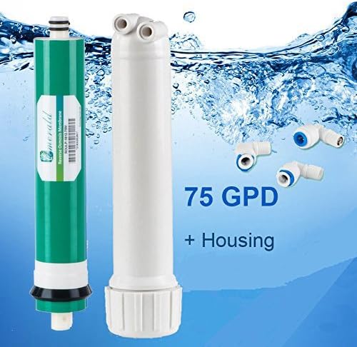 Alberts Filter Reverse Osmosis Membrane Filter Water System Replacement, Clear Residential Water Purification 50/75 GPD Filters (1, 75GPD+Housing+3Fitting+Wrench)