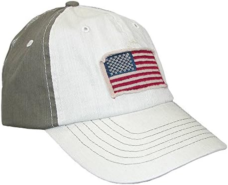 DPC Global Trends Cotton American Flag Baseball Cap with Solid Back, Olive