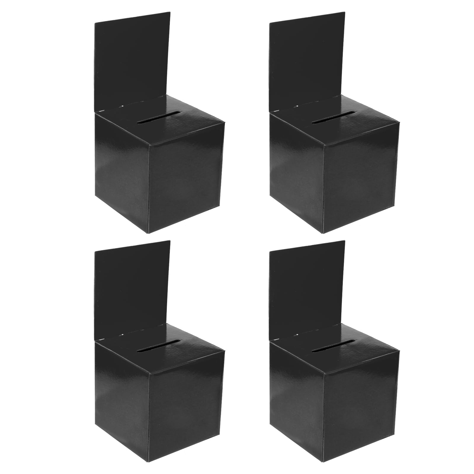 PATIKIL Cardboard Suggestion Box, 4 Pcs 6"x6"x6" Ballot Box with Removable Header Board Raffle Box for Suggestion, Collection, Tip, Donate, Voting, Black
