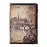 ZLYC Vintage Novelty PU Leather Travel Wallet Passport Holder Case Waterproof Cover, Cite Island