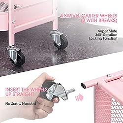 TOOLF 3-Tier Utility Cart, Metal Rolling Storage