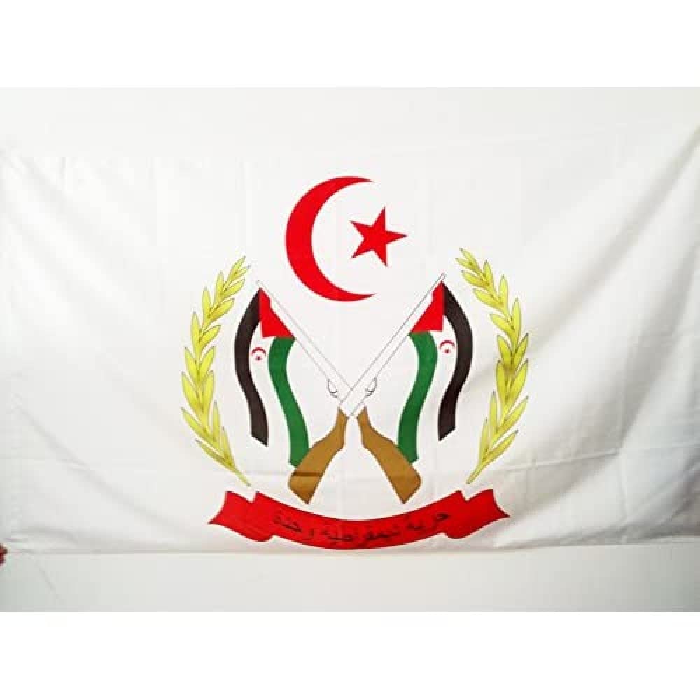 AZ FLAG - Coat of arms Polisario Front of Sahrawi Flag - 3x5 Ft - Frente Polisario Banner with Sleeve - 100% Polyester - Fade Resistant - Vivid Colors - 3' x 5' Feet - 150x90 Cm