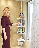Alice Constant Tension Shower Caddy Pole, Commecial Grade Rustproof Corner Rack - Ivory