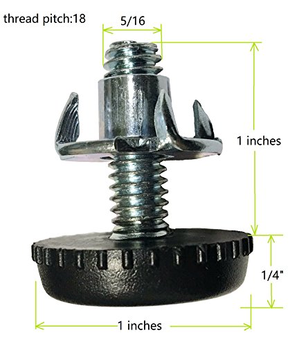 Yongle Store 5/16"-18 Thread Size levelers T-Nut Leg Leveler,Set of 16,Adjusting foot Furniture Levelers |Furniture Feet, Inch Size (5/16" Bolt,16Pack, Black)