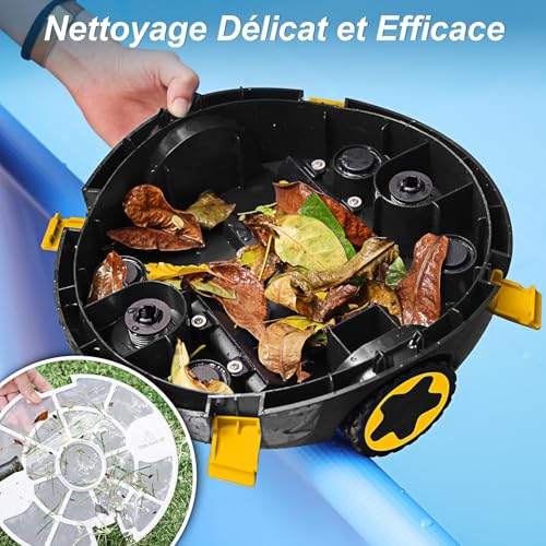 MEDOXA Robot de Piscine sans Fil, aspirateur de Piscine Automatique, 120 Minutes d'autonomie, stationnement Automatique, léger, Puissant Robot pour Piscine Hors-Sol/enterrée jusqu'à 110 ㎡(Noir Bleu)