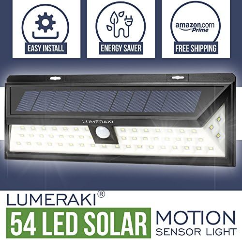 LUMERAKI 54 LED Solar, Motion Sensor Power Lights, 3 LEDs Both Side For Wider Range Luminosity