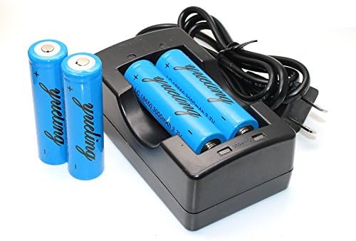 Yueling@ 4 x 18650 3000mAh 3.7V Li-ion Rechargeable Blue Batteries + 1pc Charger