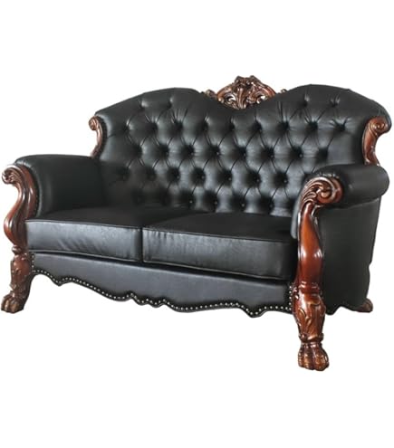 Amazon.com: Acme Dresden Faux Leather Tufted Sofa with 5 Pillows