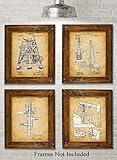 Original Oil Rig Patent Art Prints - Set of Four Photos (8x10) Unframed - Great Gift for People in the Petroleum Business