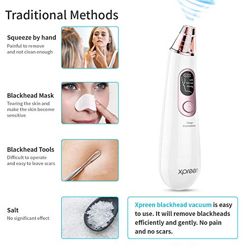 Blackhead Remover Vacuum, Xpreen Pore Cleaner Vacuum Rechargeable Comedone Suction Removel Tool for Facial Pore Cleanser, Beauty Device with LED Screen for Women Men Face Nose