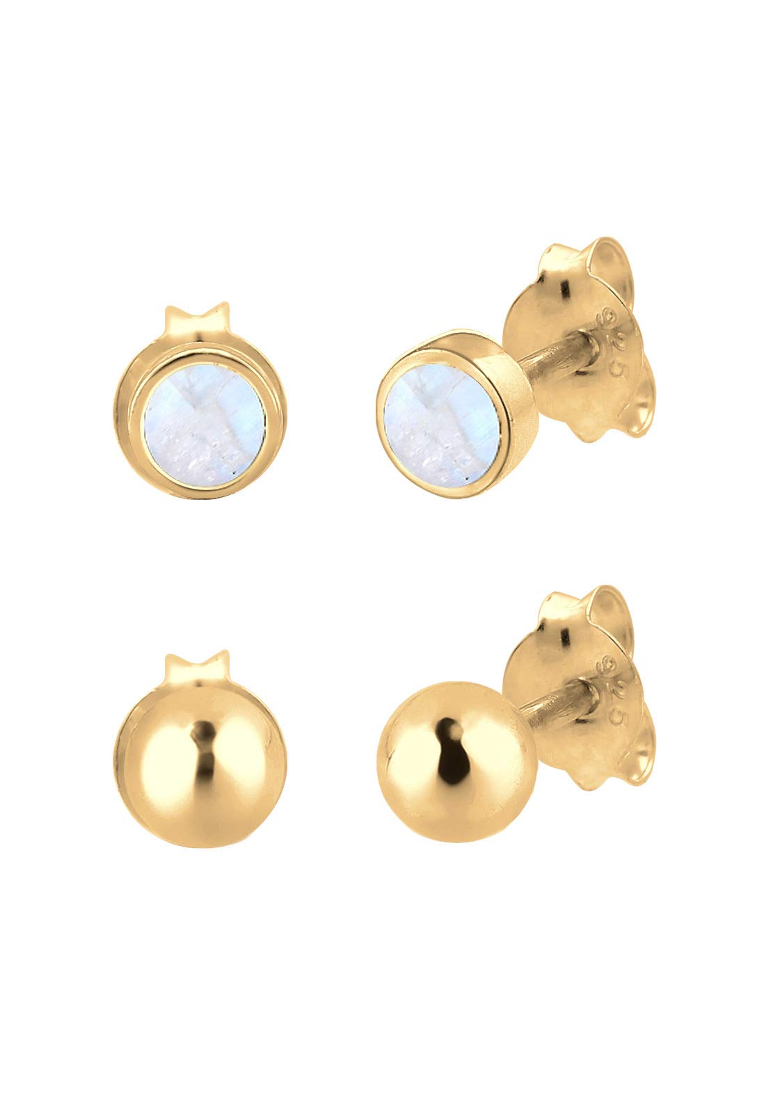 Elli Women's 925 Sterling Silver Round Circle Globe Geo Minimal Trend Moonstone Earrings