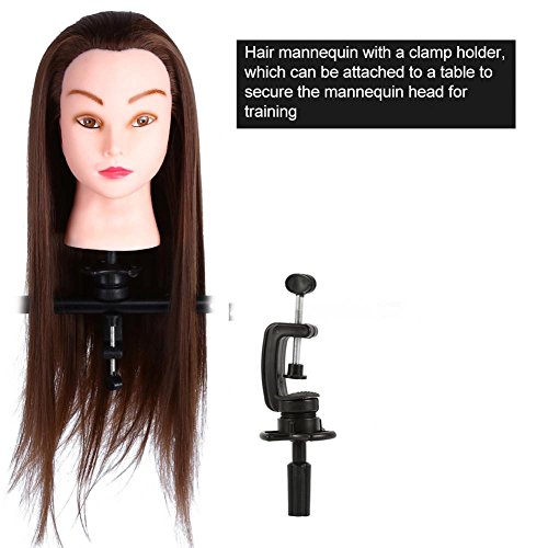 Head Training Mannequin with Clamp Holder, Hair Styling Salon Practice Hairdressing Cosmetology Dolls Tool 24"
