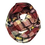 Wrapables Plaid Print Winter Infinity Scarf, Red and Black