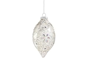 Giftcraft 665868 Christmas Glass Snowflake Design Finial Ornament, 3.5-inch Depth