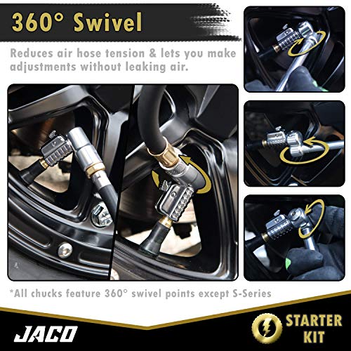 JACO Lightning Tire Air Chuck Kit (Set of 7) Open Flow, 1/4" FNPT