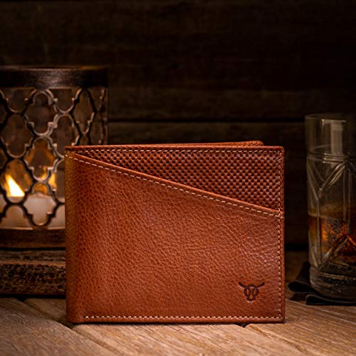 Vasa Cognac Horizontal Top Grain Leather Wallets For Men European