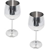 Wuyituart 2 Pcs Silver Wine Goblets 18oz Stainless Steel Wine Glass Unbreakable Wine Glasses