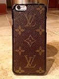 Handcrafted iPhone 6/6s flexible cell phone case covered with re-purposed Louis Vuitton canvas