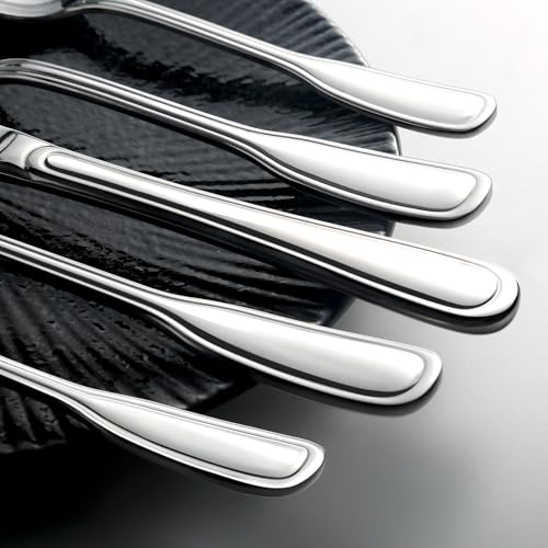 Silverware Set for 8, 40 Piece Utensils Stainless Steel Flatware Set | Boston Style Mirror Polished Spoons and Forks Set for Kitchen，Dishwasher Safe