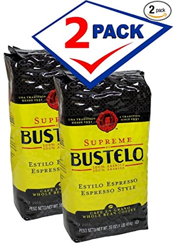 Supreme by Bustelo Whole Bean Espresso Coffee, Two 16-Ounce Bags (2 Pounds)