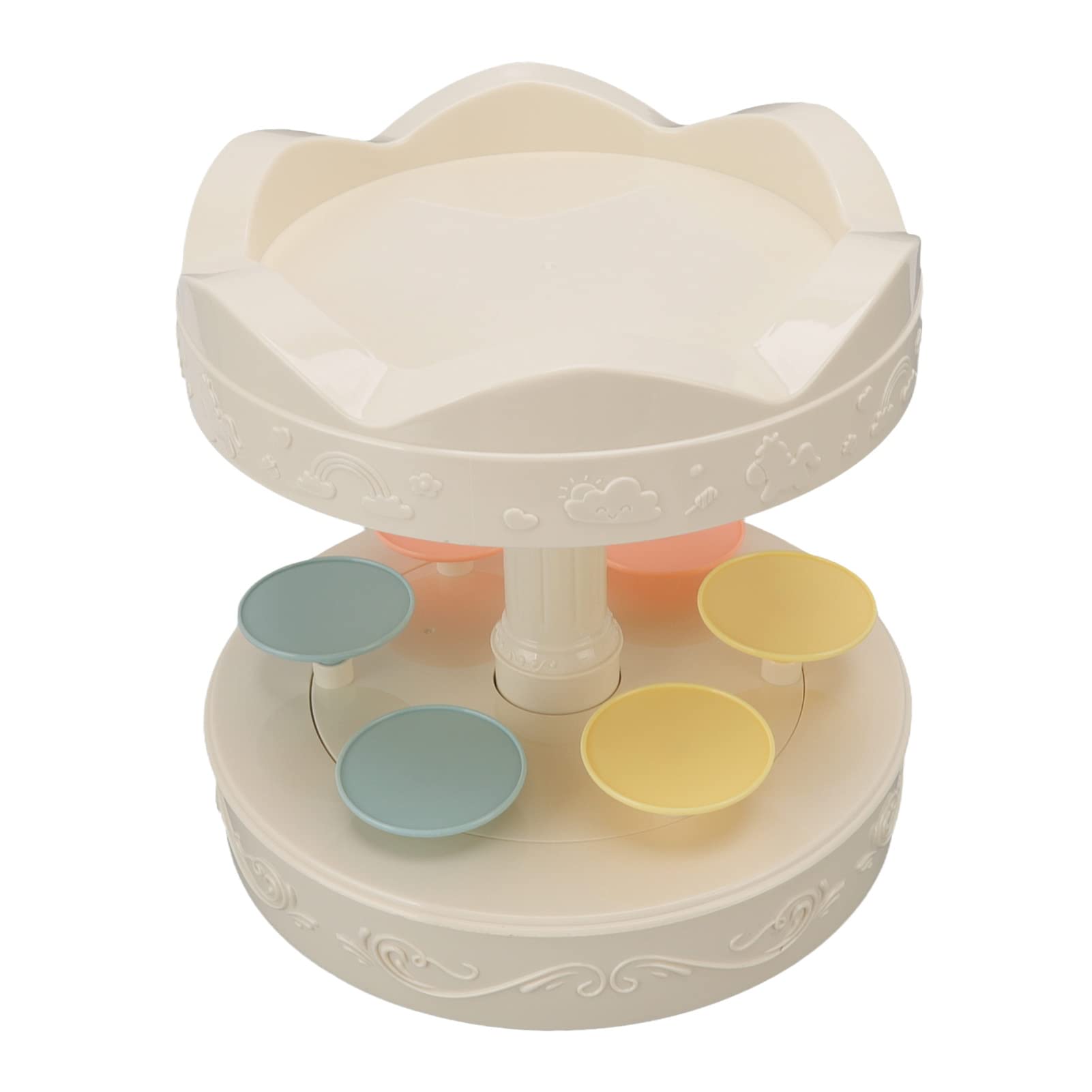 TOPINCN 6 Trays 2 Tier Rotating Chassis, Specialty Plates Sushi Plates Automatic Rotating Display Table Swing Tray with Music, for Display Collections, Dessert, Cupcake