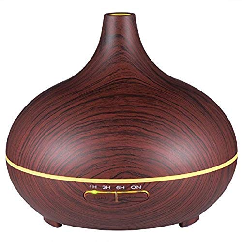VicTsing Essential Oil Diffuser, 300ml Oil Diffuser with 7 Color Lights and 4 Timer, Aromatherapy Diffuser with Auto Shut-off Function, Cool Mist Humidifier BPA-Free for Bedroom Home – Redwood Brown