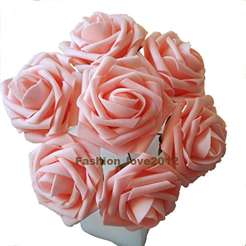 50 pcs Artificial Flowers Foam Roses Various Colors For Bridal Bouquet Bouquets Wedding Centerpieces Kissing Balls (Peach)