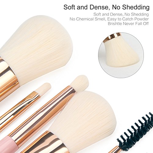 Marshmallow Makeup Brush Set, YEVITA 7pcs Professional Synthetic Face Brush with Portable Case for Foundation Eye Makeup Concealer Mascara Contour Lip Cosmetic Powder Tools Kit for Women-Pink - Thumbnail 2