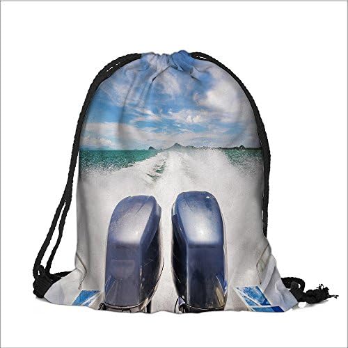 Drawstring Backpack speed boat s engines with full speed drive in andaman krabi thailand 333 Outdoor Dance Sports Cinch Bags(13.7W x 17.7L INCH)