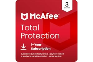 McAfee Total Protection 2025 3-Device | AntiVirus Software 2025 for PC, Secure VPN, Password Manager, Identity Monitoring | 1 Year Subscription Auto-Renewal
