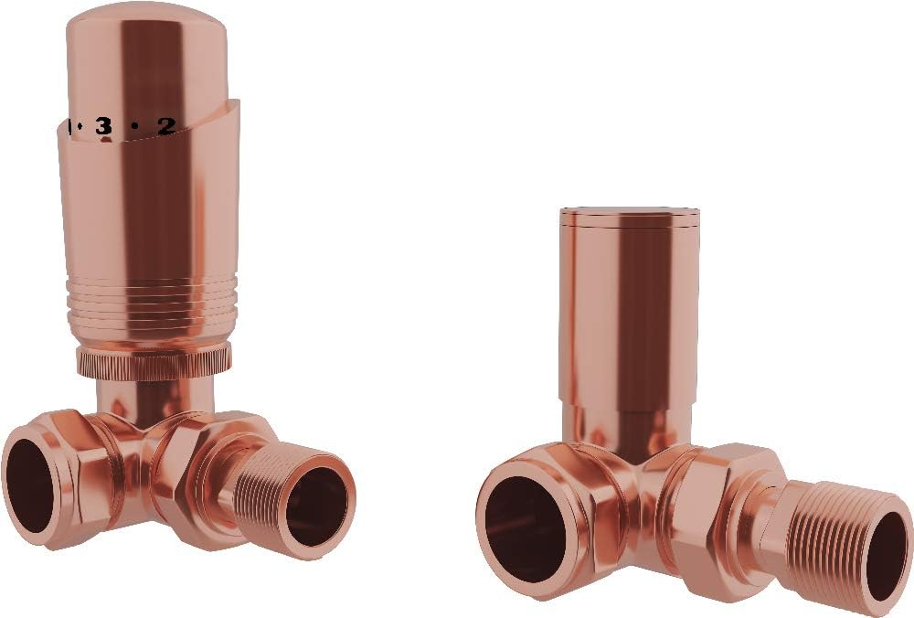 HB Signature Thermostatic TRV Brass Copper Radiator Valves + Lockshield