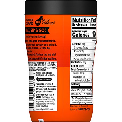 Campbell's Well Yes! Sipping Soup, Vegetable Soup On The Go, Butternut Squash & Sweet Potato, 11.1 oz. Cup (Pack of 8)